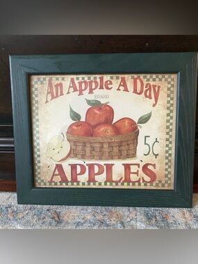 Vintage Farmhouse An Apple A Day Red Apples Wall Art 11”x12”